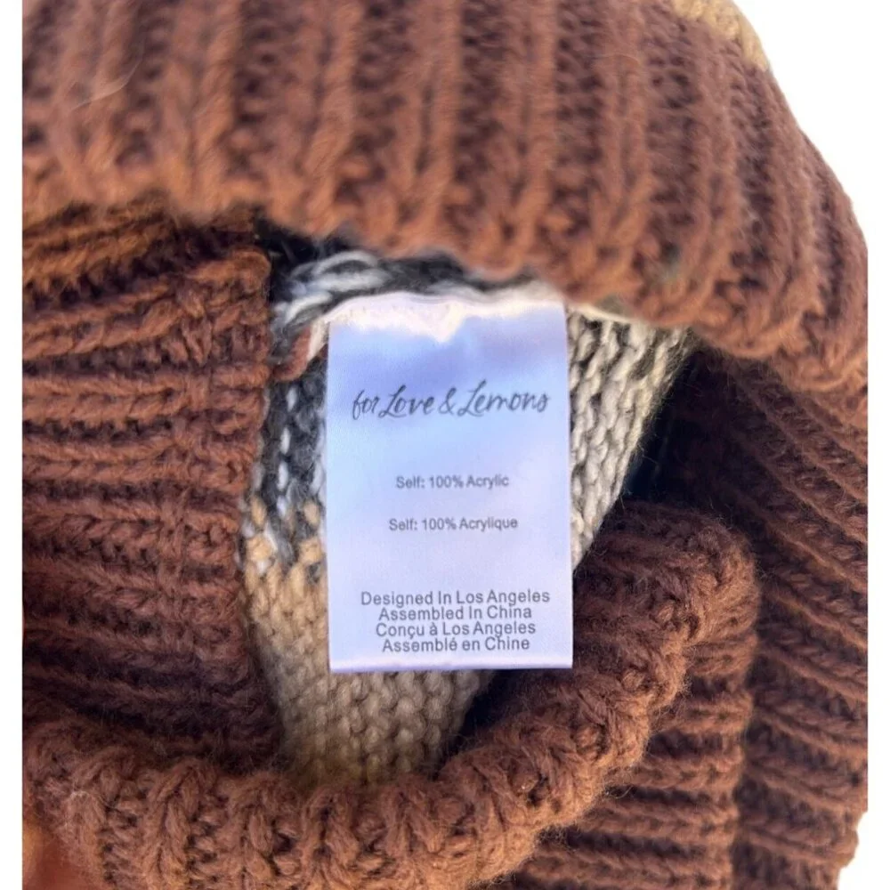For Love And Lemons Finley Sweater Shorts Brown Size S - Picture 7 of 8